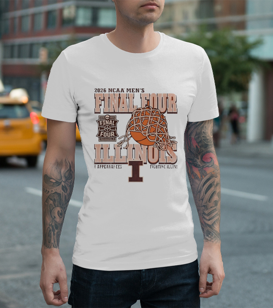 2026 NCAA Men's Final Four Illinois Fighting Illini Basketball 6 Appearances Indianapolis T-Shirt
