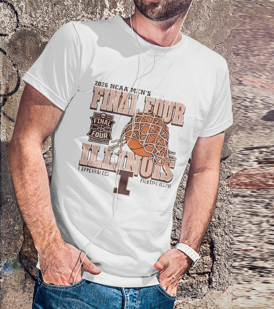 2026 NCAA Men's Final Four Illinois Fighting Illini Basketball 6 Appearances Indianapolis T-Shirt