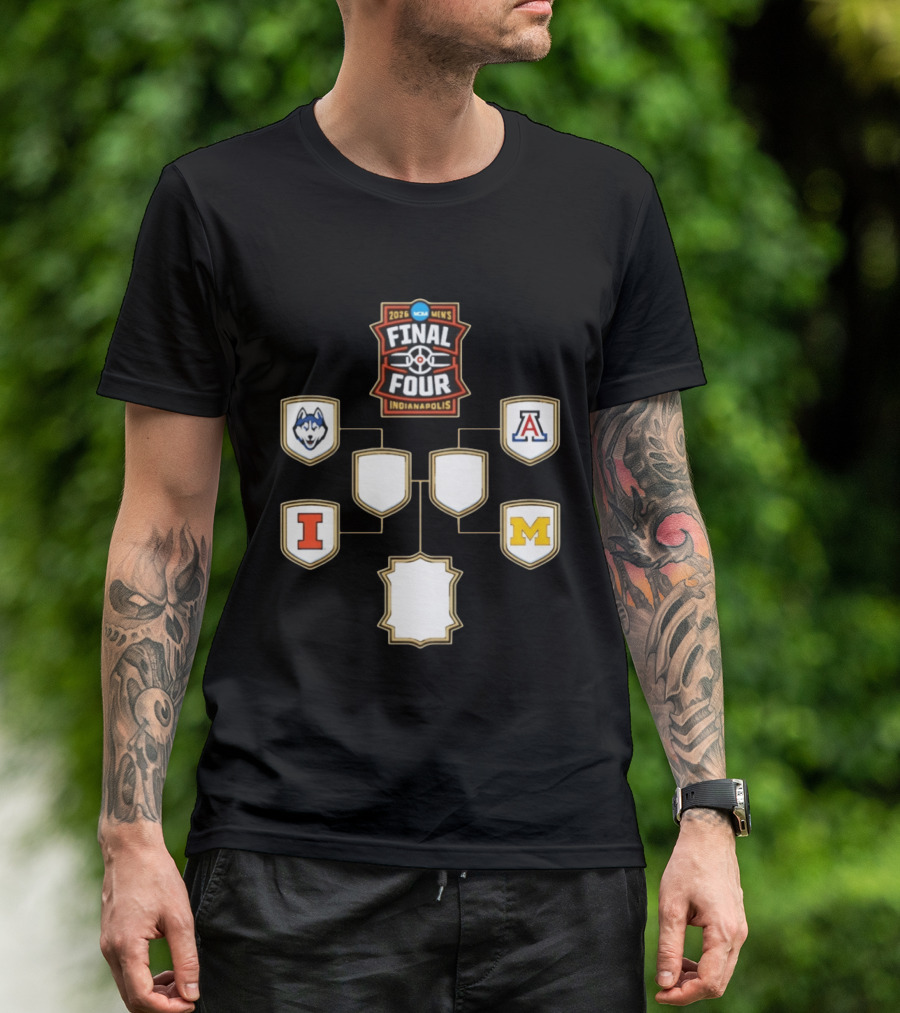 2026 NCAA Men's Final Four Indianapolis UConn Arizona Illinois Michigan Basketball Bracket T-Shirt