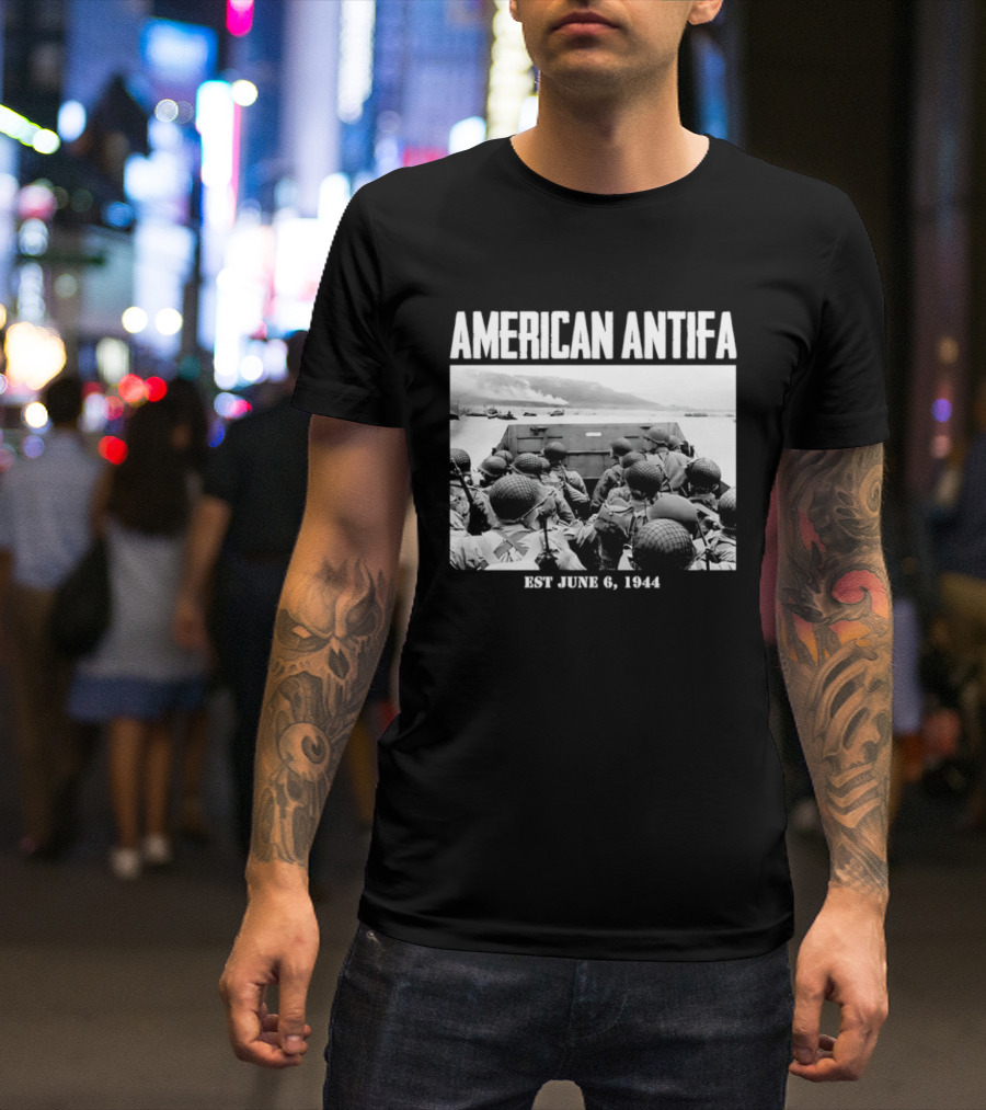American Antifa Est June 6 1944 D Day Historical Reference T-Shirt