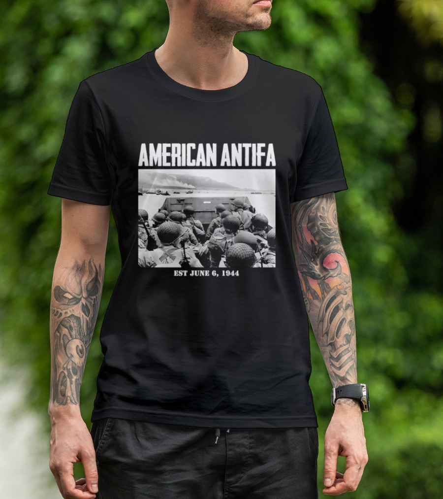 American Antifa Est June 6 1944 D Day Historical Reference T-Shirt