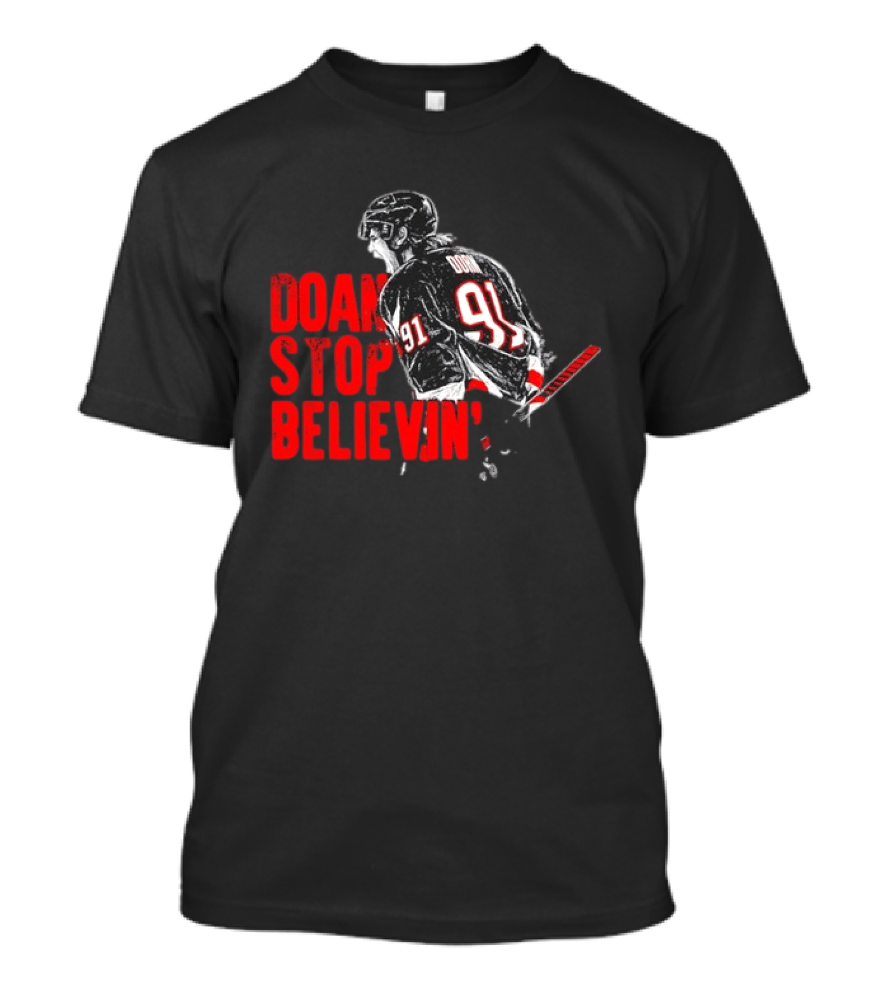 Josh Doan Stop Believin' Number 91 NHL Hockey T-Shirt