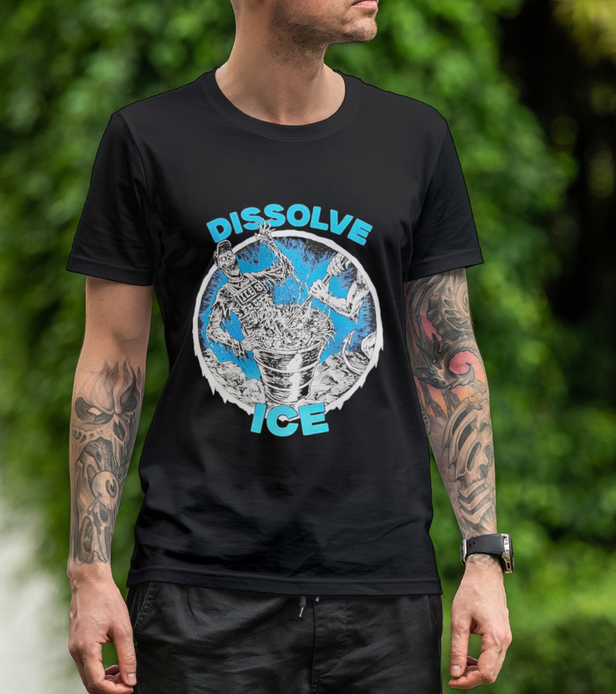 Dissolve ICE Abolish ICE Skeleton Melting In Cauldron With Ghostly Figure T-Shirt