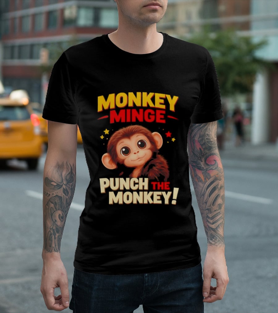 Monkey Minge Punch That Monkey Cute Cartoon Monkey T-Shirt