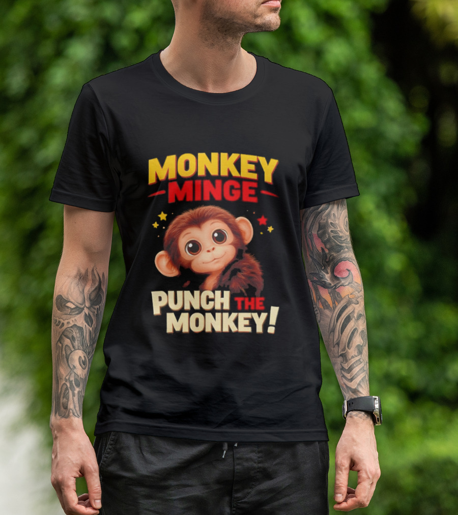 Monkey Minge Punch That Monkey Cute Cartoon Monkey T-Shirt