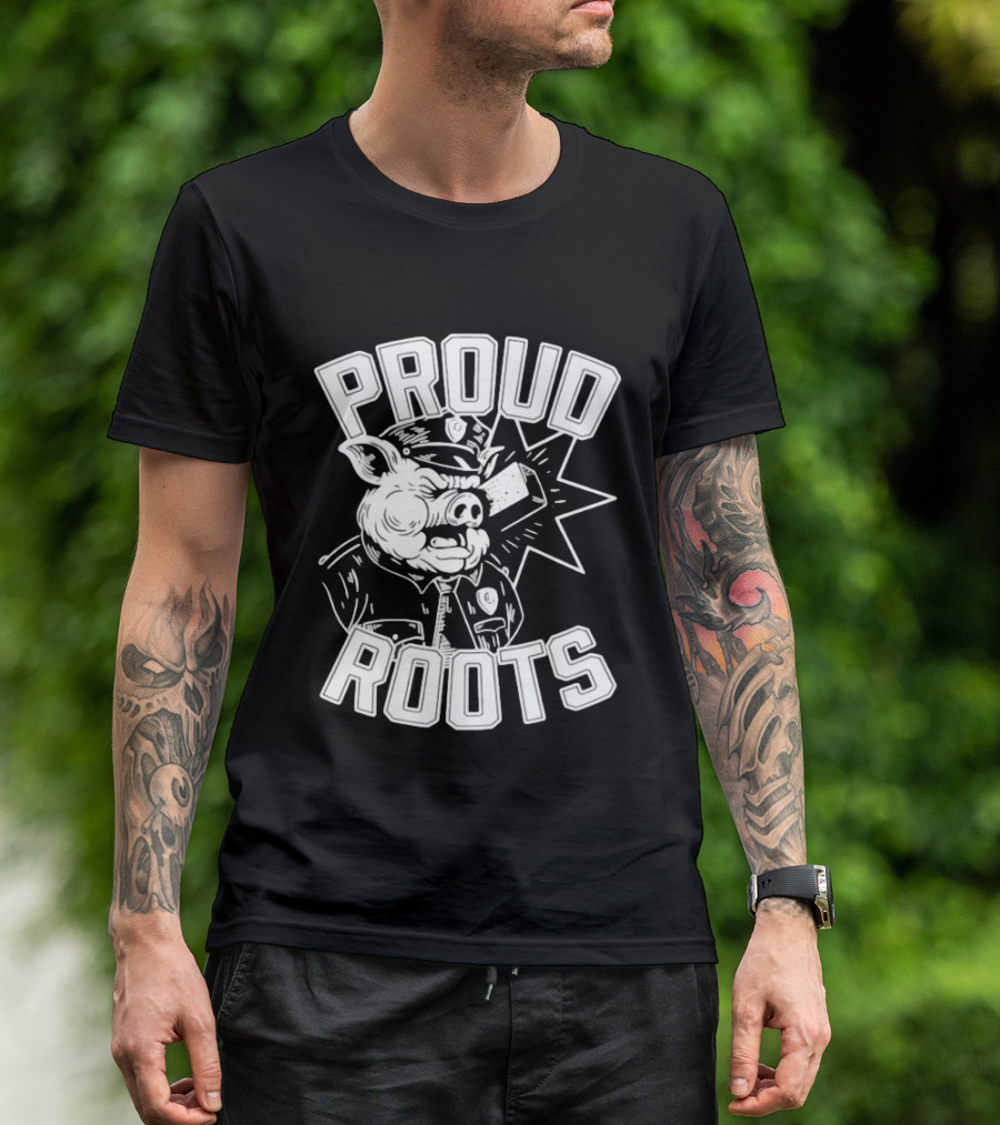 Proud Roots Pig Police Uniform Stars And Stripes T-Shirt