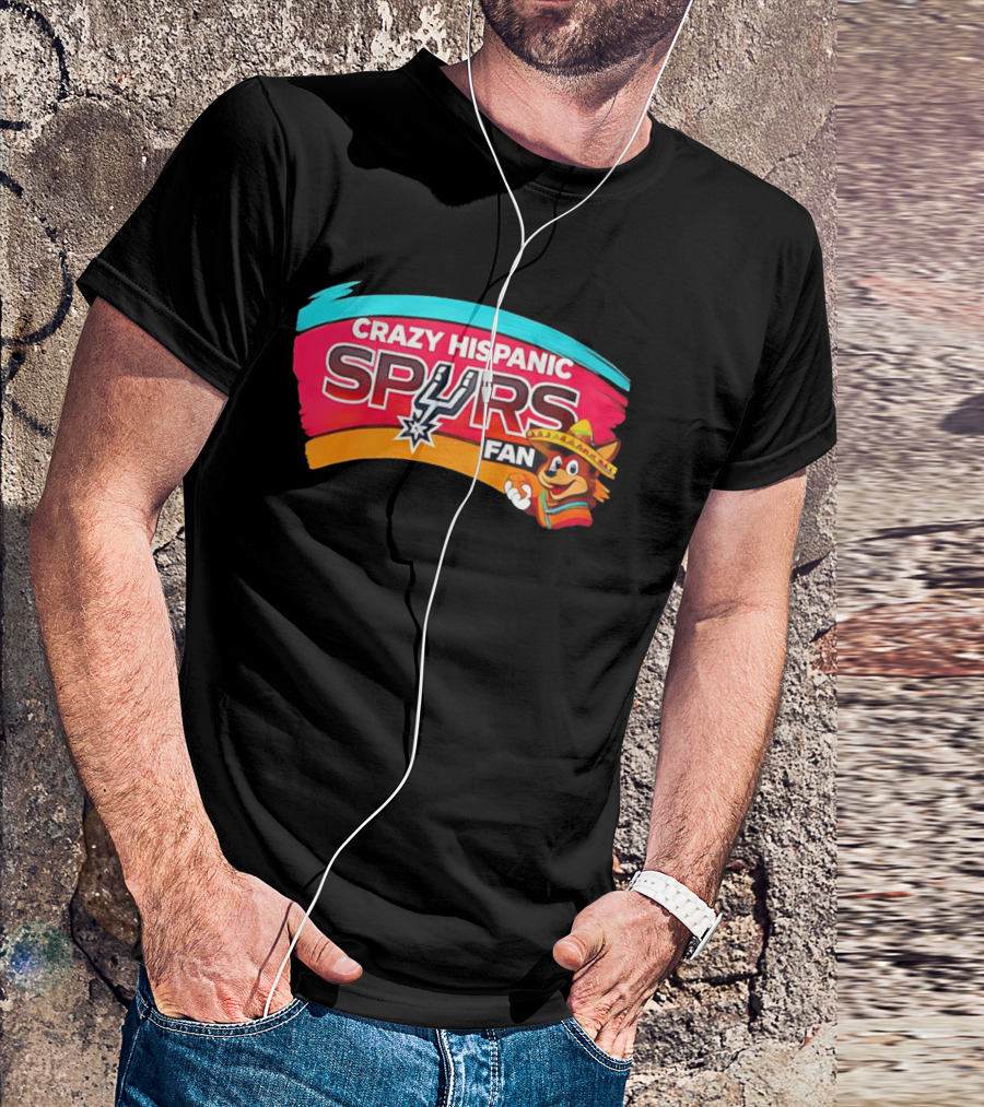 Crazy Hispanic San Antonio Spurs Fan Cartoon T-Shirt