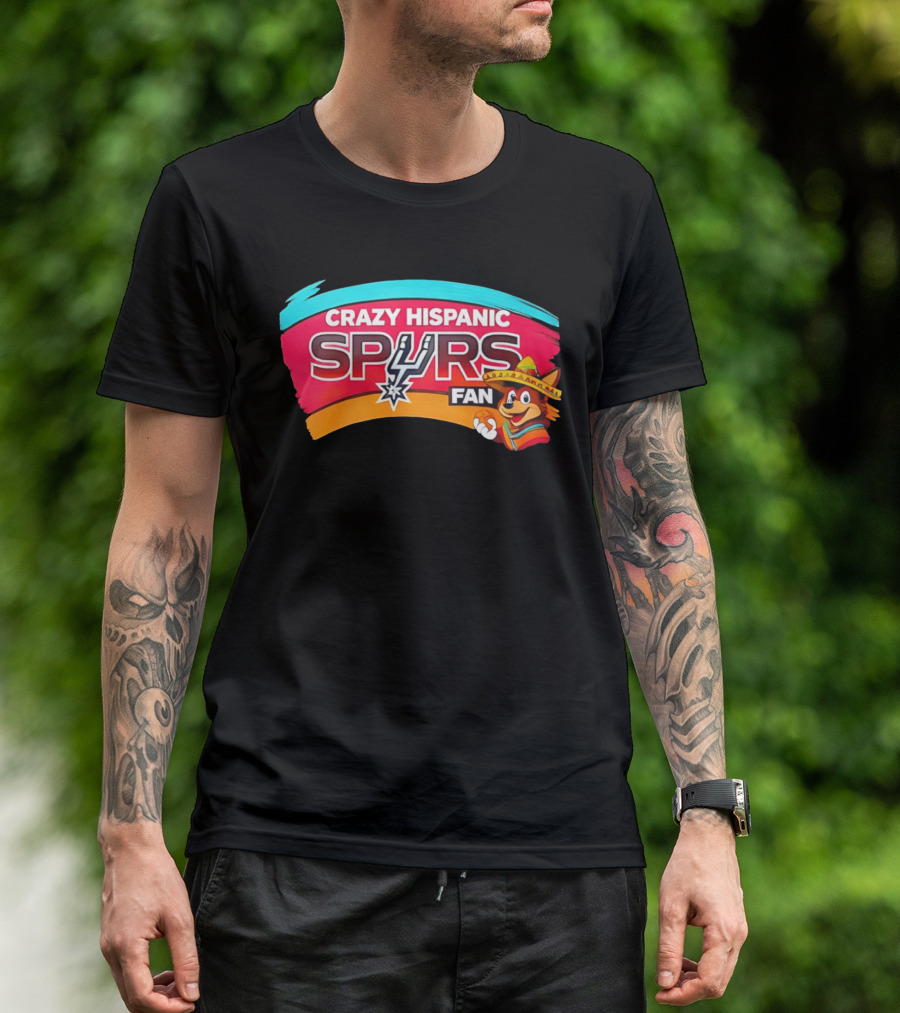 Crazy Hispanic San Antonio Spurs Fan Cartoon T-Shirt