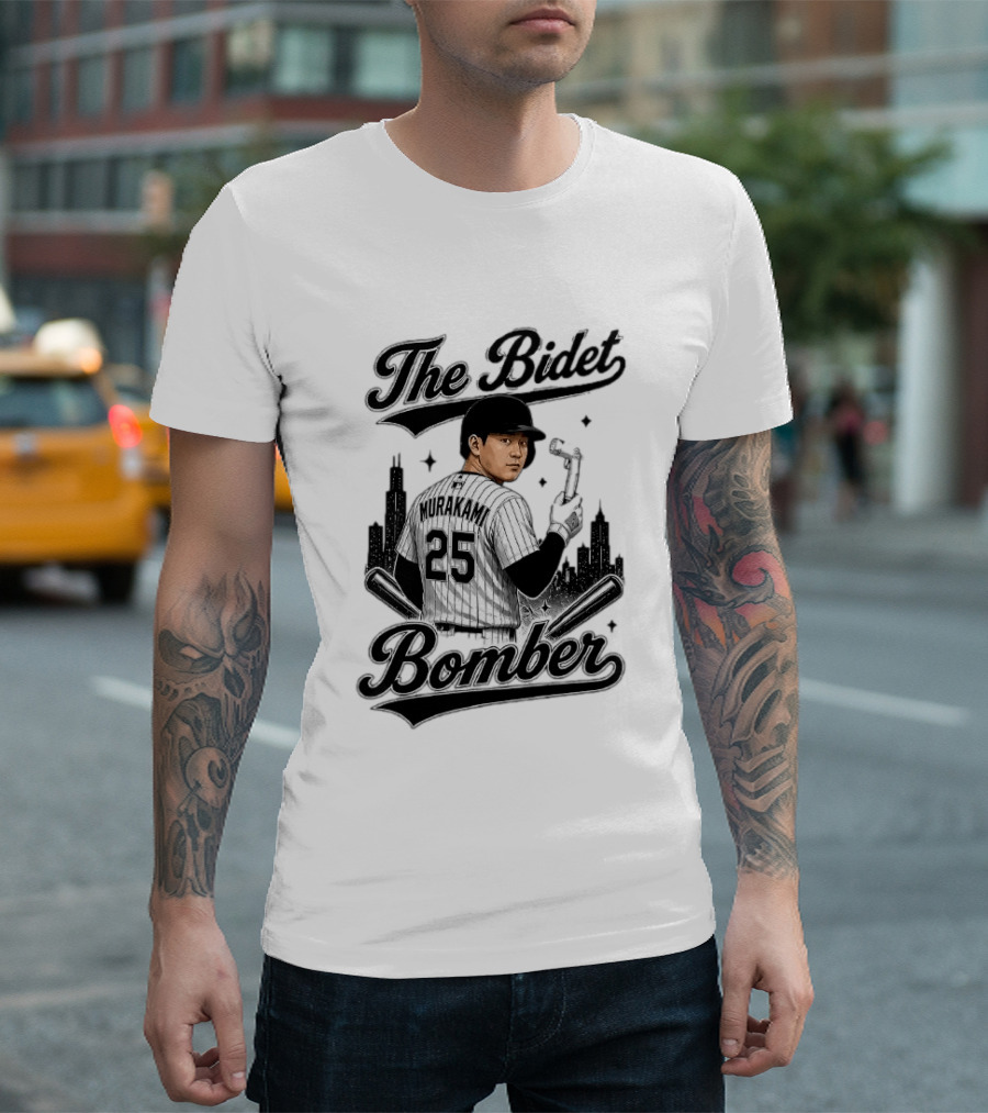 Murakami The Bidet Bomber 25 Baseball City Skyline T-Shirt