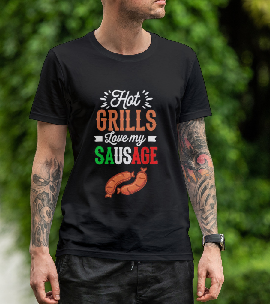 Hot Grills Love My Sausage Italian Flag Colors BBQ T-Shirt