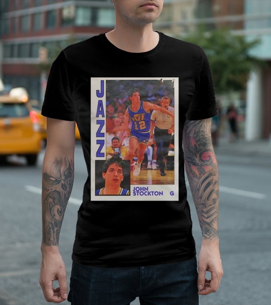 John Stockton Utah Jazz 1992 Basketball Card Vintage NBA Memorabilia T-Shirt