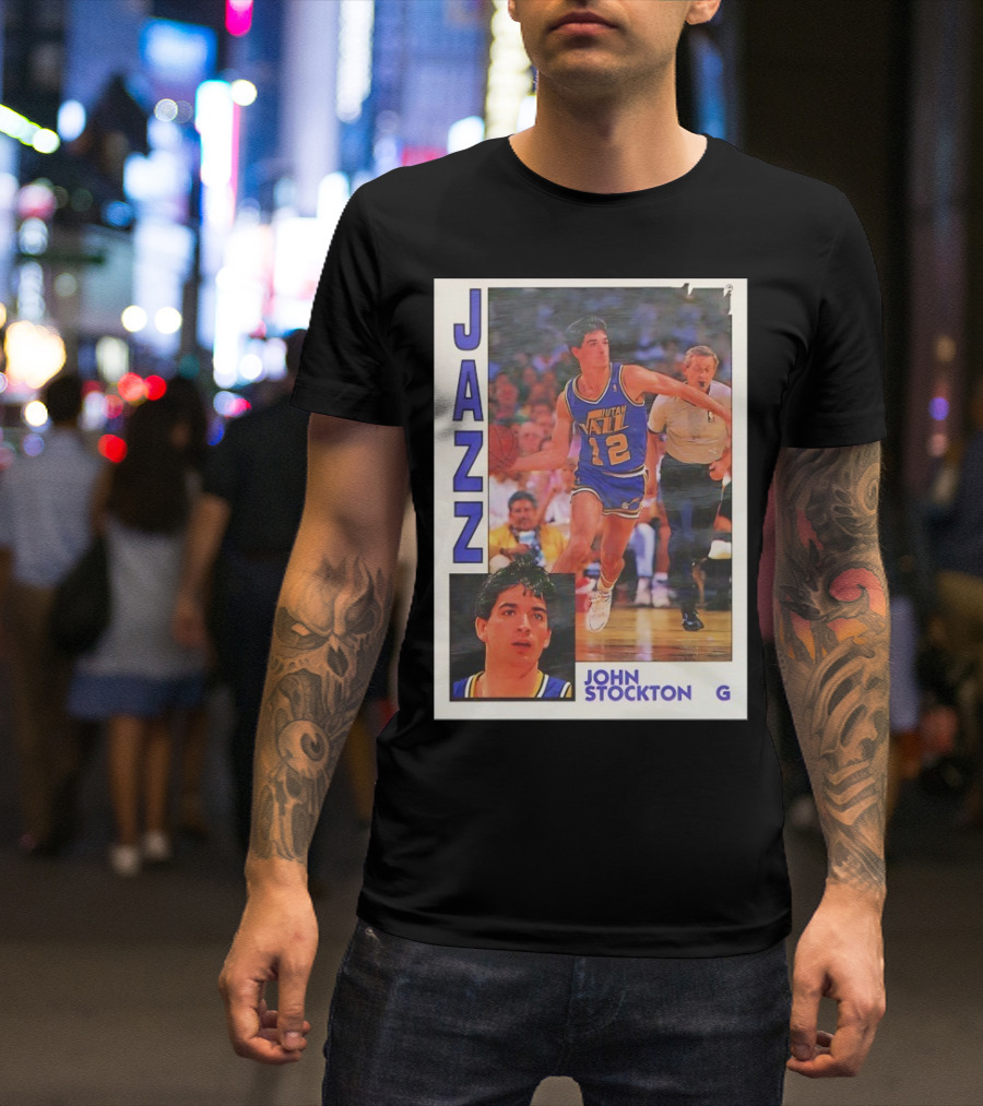 John Stockton Utah Jazz 1992 Basketball Card Vintage NBA Memorabilia T-Shirt