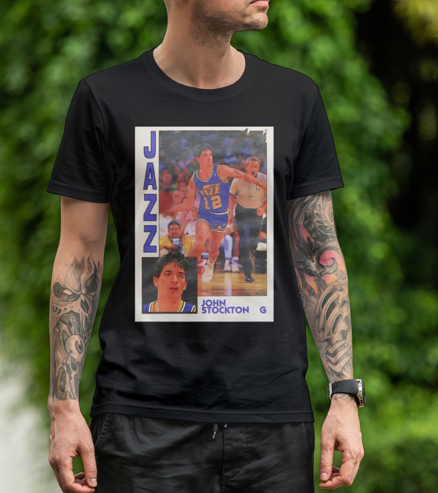 John Stockton Utah Jazz 1992 Basketball Card Vintage NBA Memorabilia T-Shirt