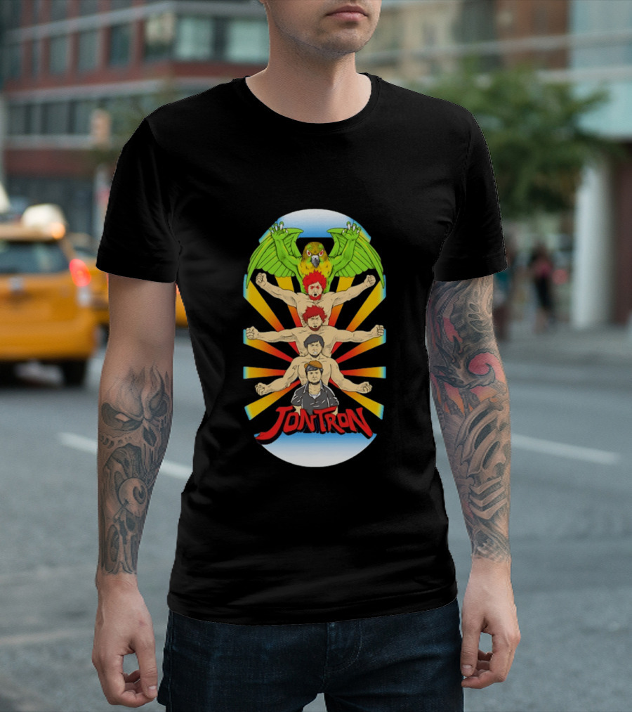 JonTron Characters Cartoon With Green Parrot T-Shirt