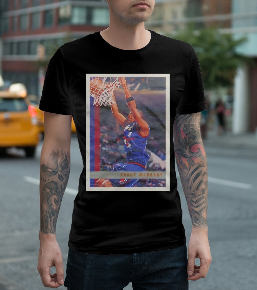 Tracy McGrady Toronto Raptors 1996 Basketball Card Dunk Slam T-Shirt