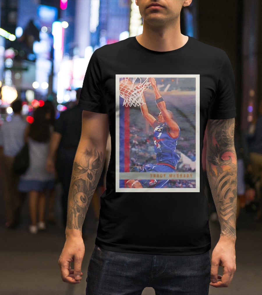 Tracy McGrady Toronto Raptors 1996 Basketball Card Dunk Slam T-Shirt