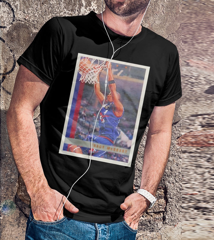 Tracy McGrady Toronto Raptors 1996 Basketball Card Dunk Slam T-Shirt
