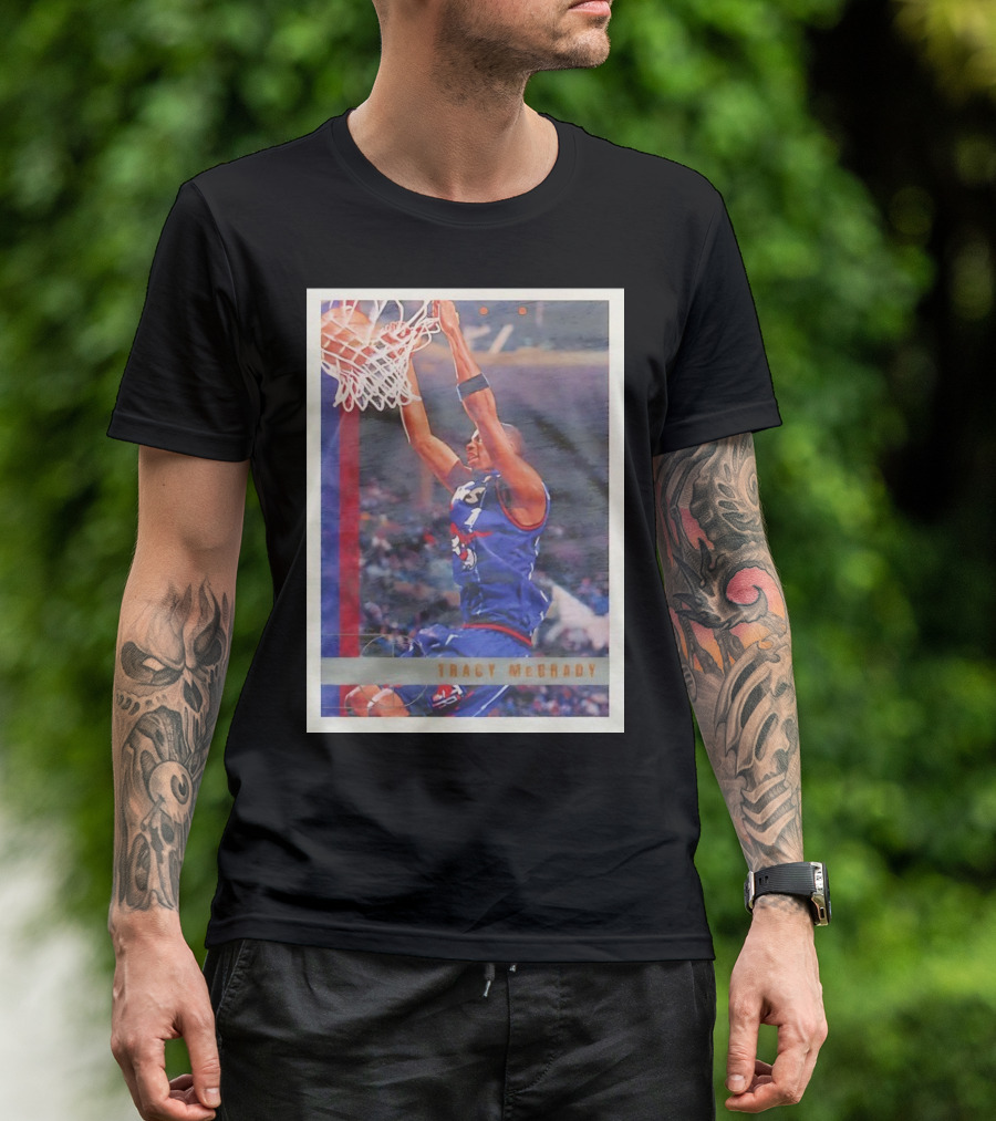 Tracy McGrady Toronto Raptors 1996 Basketball Card Dunk Slam T-Shirt