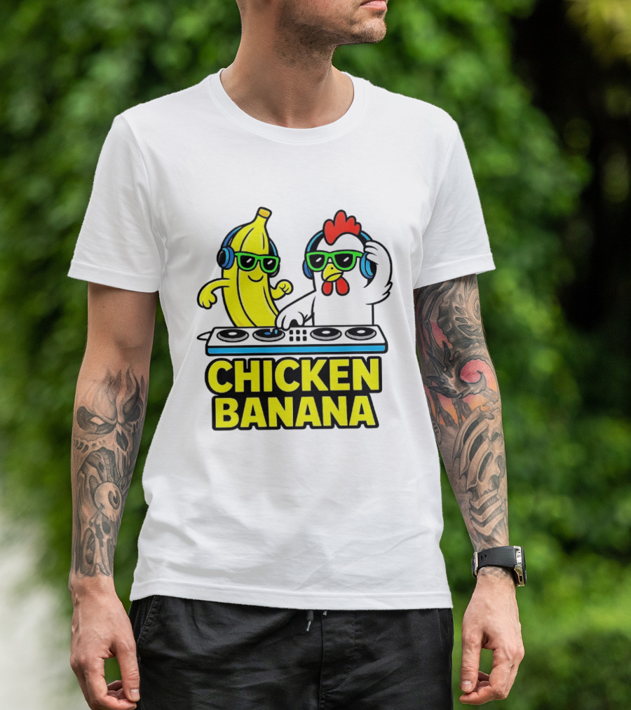 Chicken Banana DJ Headphones Music Party T-Shirt