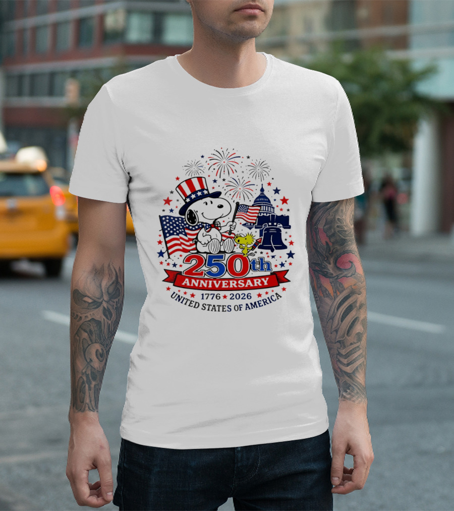 Snoopy 250th Anniversary 1776 2026 Patriotic Celebration United States Of America T-Shirt