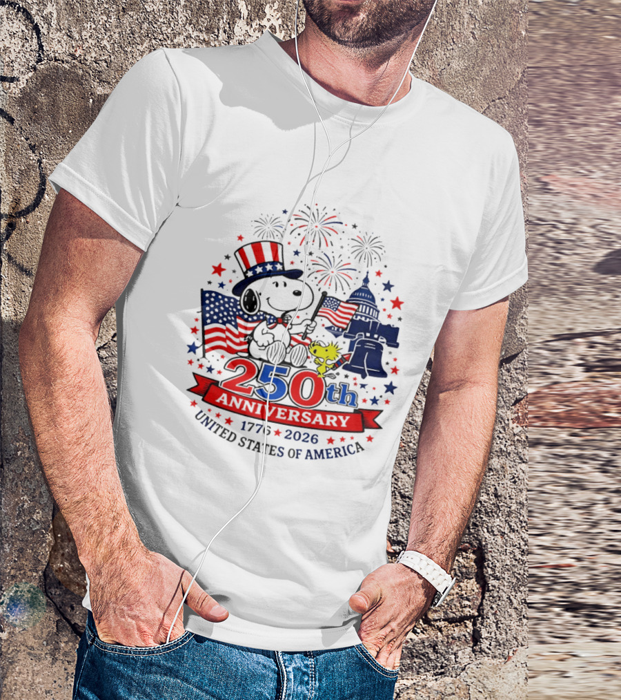 Snoopy 250th Anniversary 1776 2026 Patriotic Celebration United States Of America T-Shirt