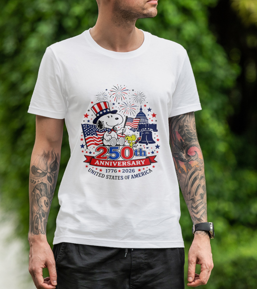 Snoopy 250th Anniversary 1776 2026 Patriotic Celebration United States Of America T-Shirt