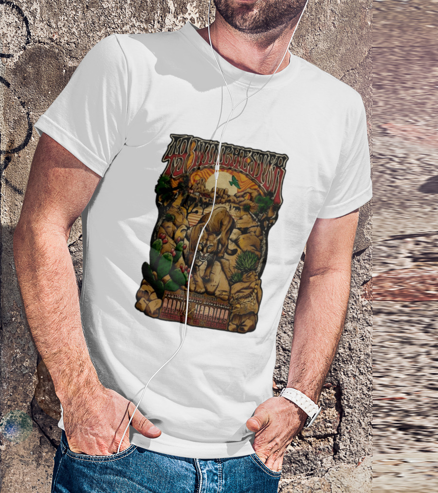 49 Winchester Pioneertown May 9 2026 Flying Mojito Brothers Pap Yu Harlins Cat Desert Scene T-Shirt
