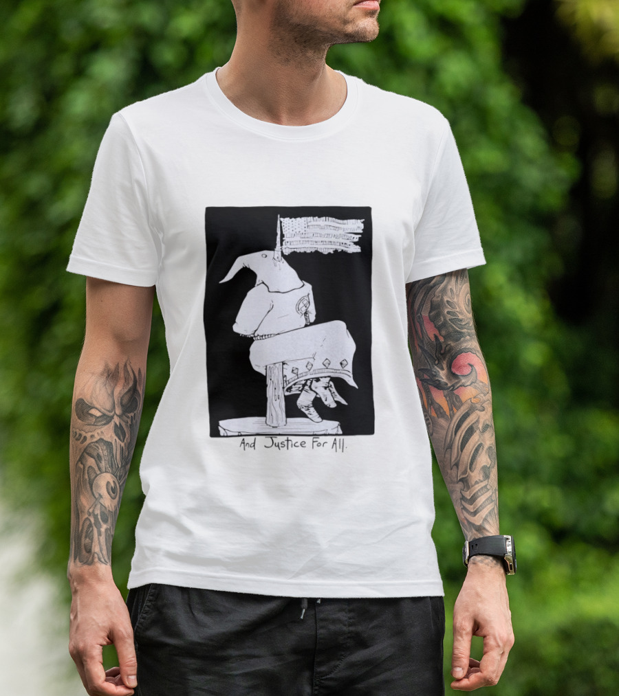 Anti Ku Klux Klan And Justice For All Hanging Effigy With Flag T-Shirt