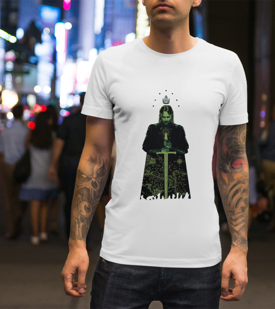 The Lord Of The Rings Aragorn Sword Map Middle Earth King T-Shirt