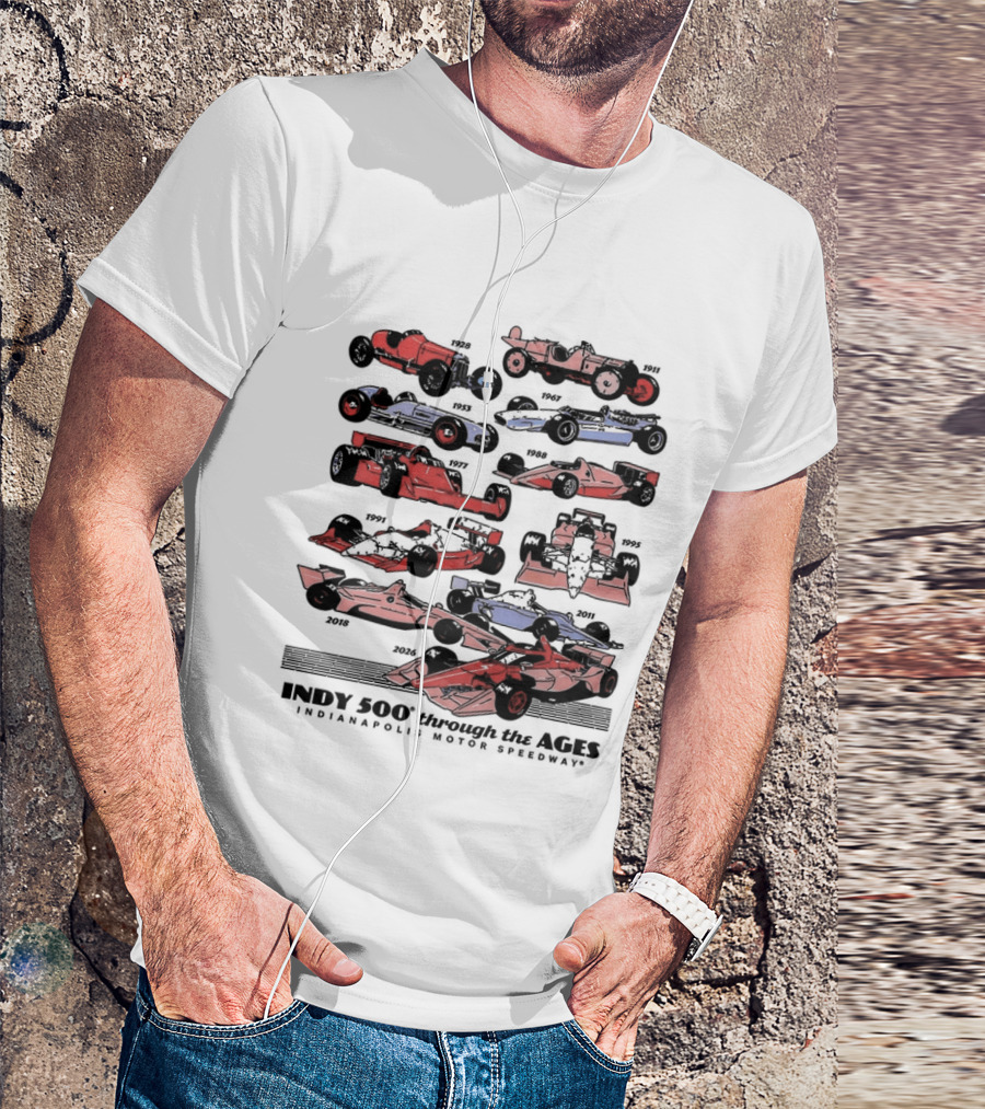 Indy 500 Through The Ages 2026 Racing Cars Evolution T-Shirt