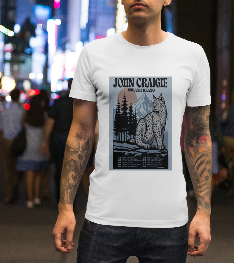 John Craigie With Jobi Riccio Tour 2026 Europe Concert Dates Lynx Mountain Forest T-Shirt