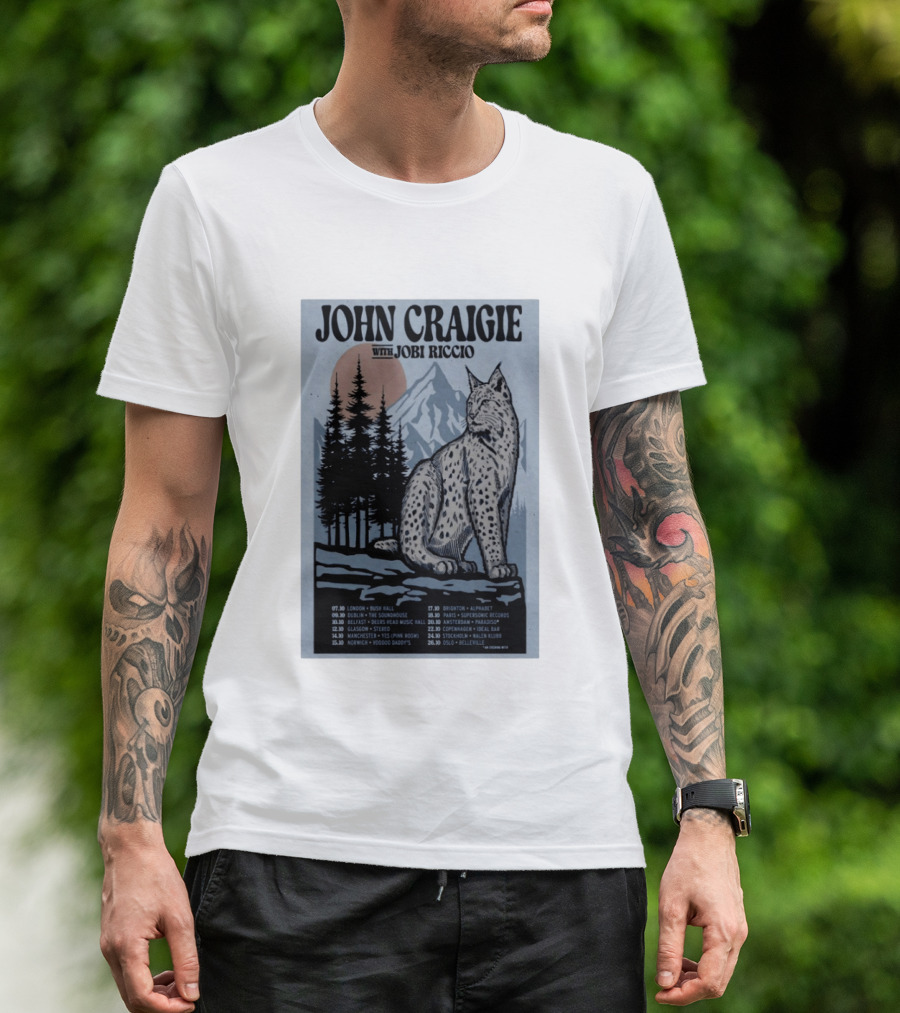 John Craigie With Jobi Riccio Tour 2026 Europe Concert Dates Lynx Mountain Forest T-Shirt