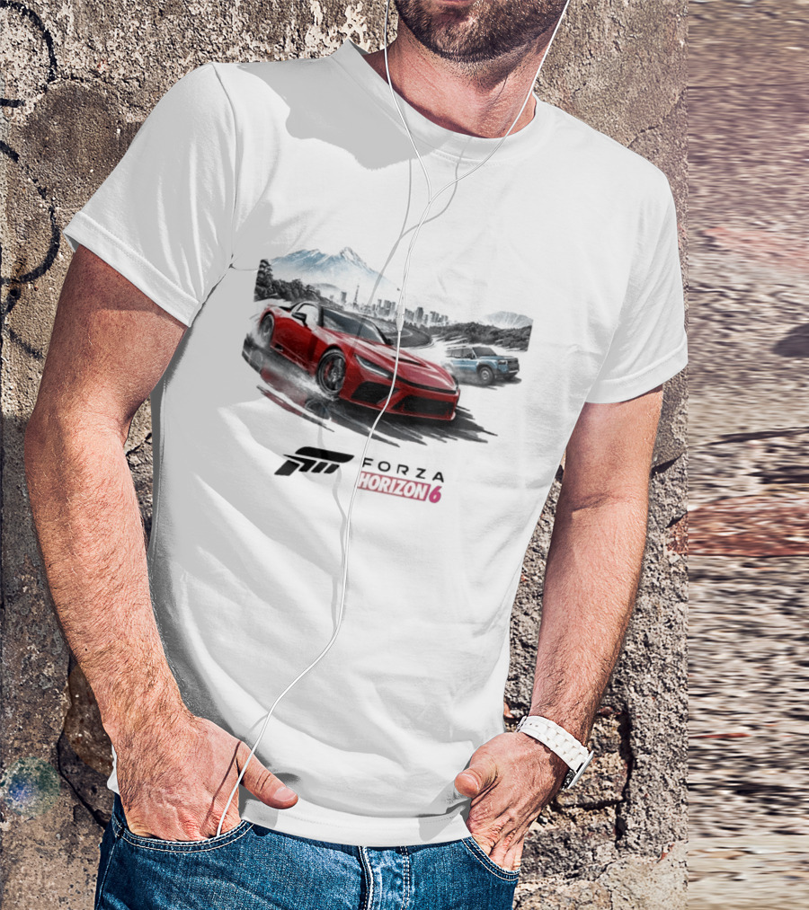 Forza Horizon 6 Red Sports Car And SUV Racing Scene T-Shirt