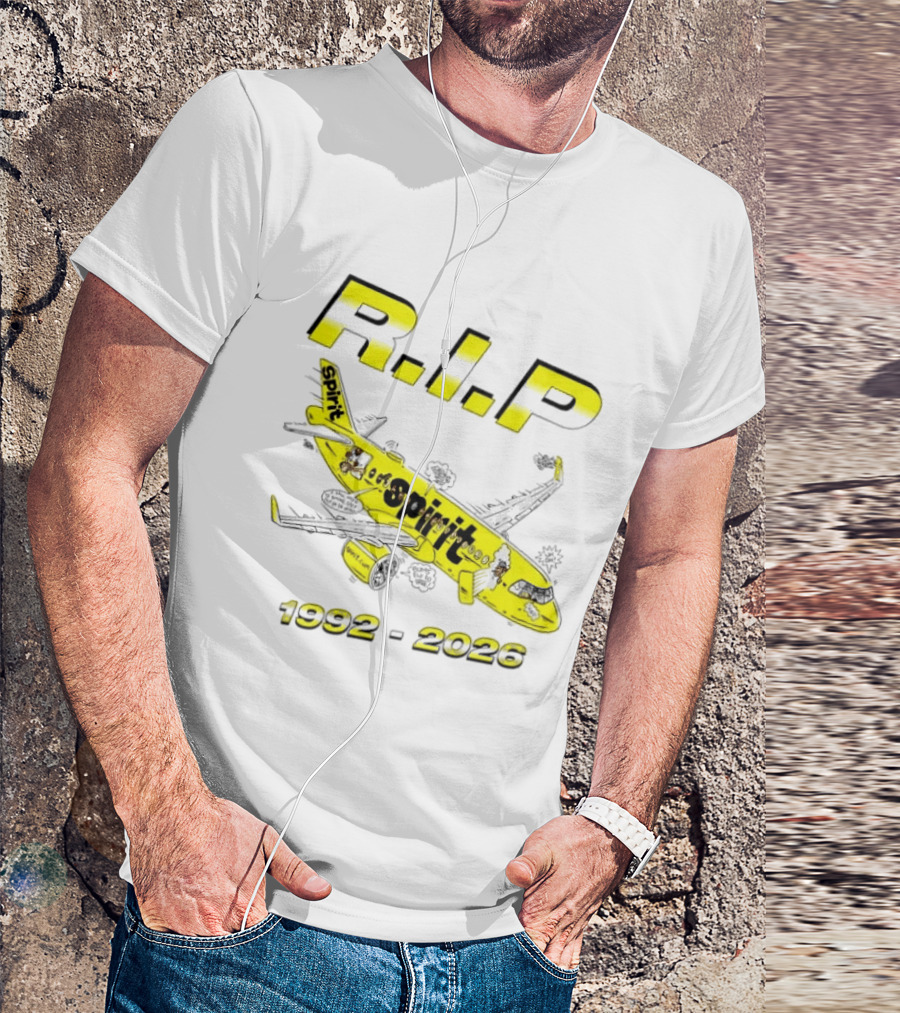 RIP Spirit Airlines 1992 2026 Yellow Plane Cartoon T-Shirt