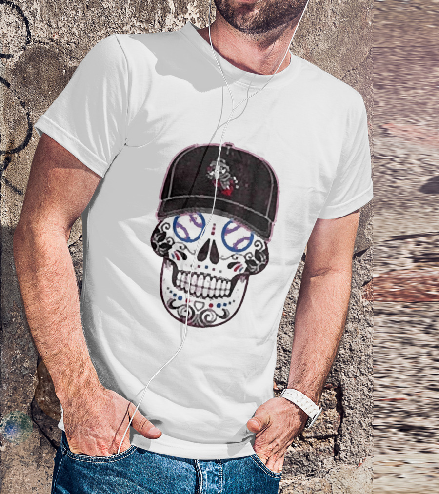 Rocket City Trash Pandas Sugar Skull Hat Baseball T-Shirt