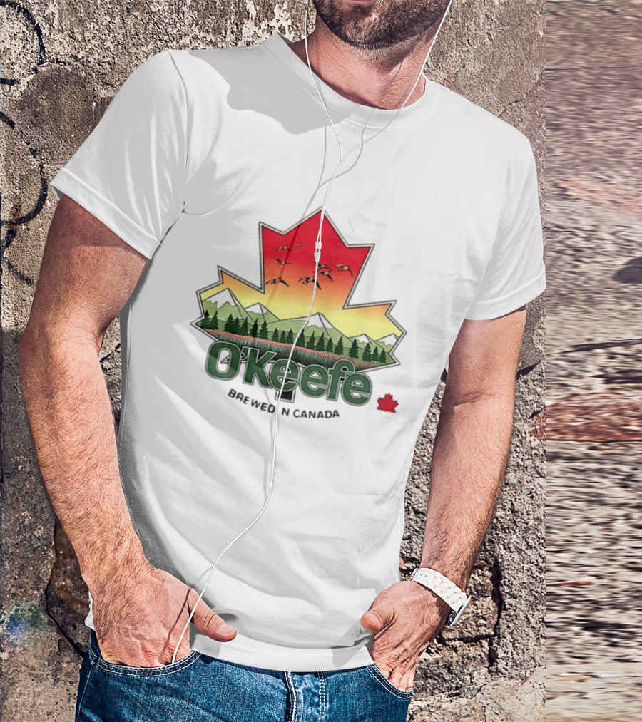 O'Keefe Brewed In Canada Maple Leaf Mountains And Geese T-Shirt