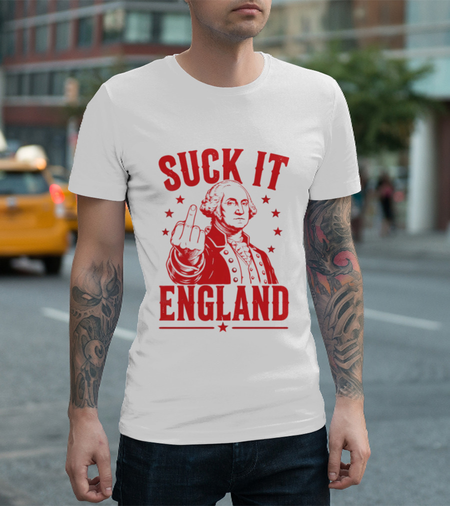 Suck It England George Washington Middle Finger Gesture T-Shirt