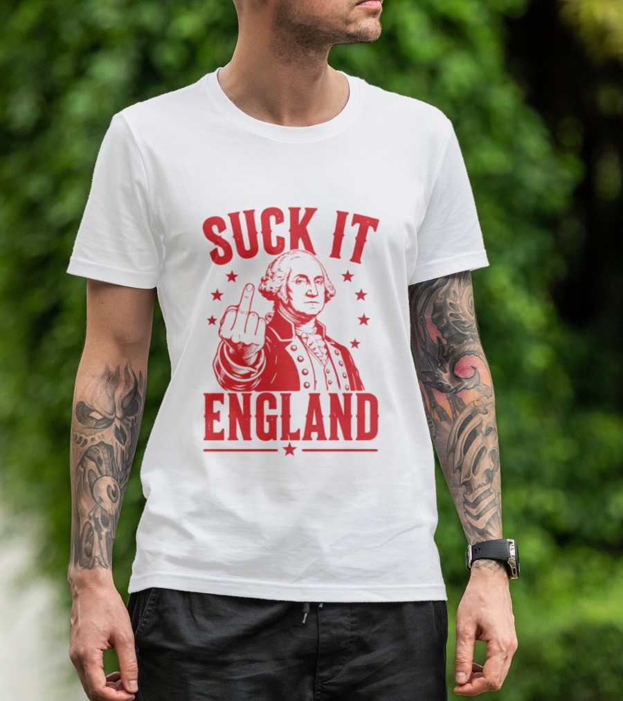 Suck It England George Washington Middle Finger Gesture T-Shirt