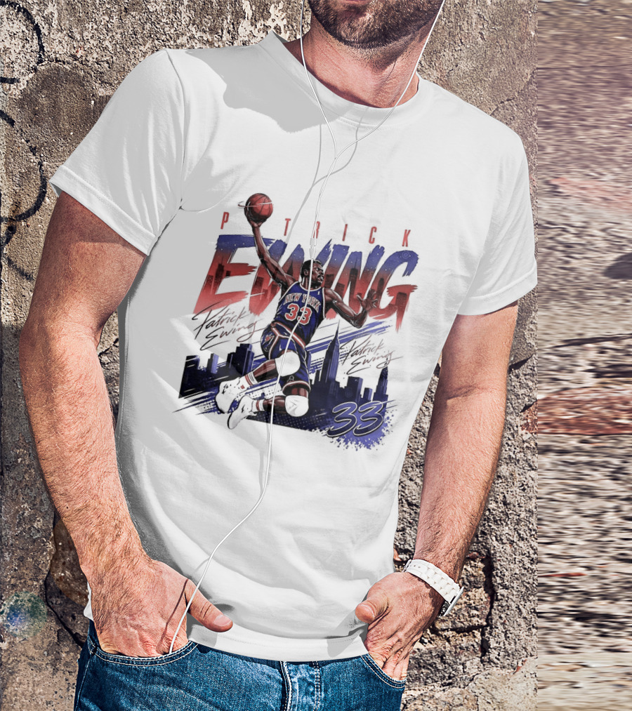 Patrick Ewing New York Knicks Skyline 33 T-Shirt