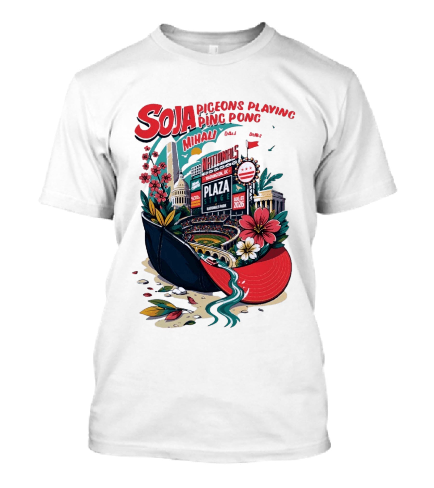 SOJA Pigeons Playing Ping Pong Mihali Nationals Park Plaza Stage DC August 1 2026 T-Shirt