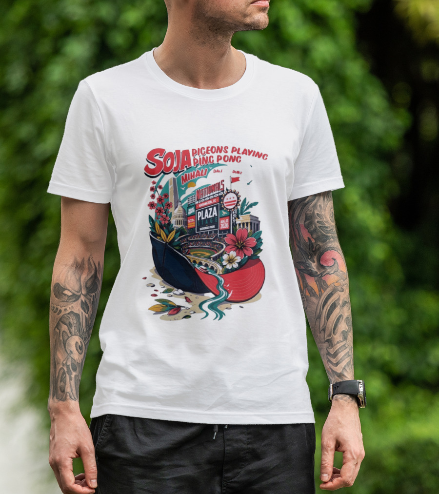 SOJA Pigeons Playing Ping Pong Mihali Nationals Park Plaza Stage DC August 1 2026 T-Shirt