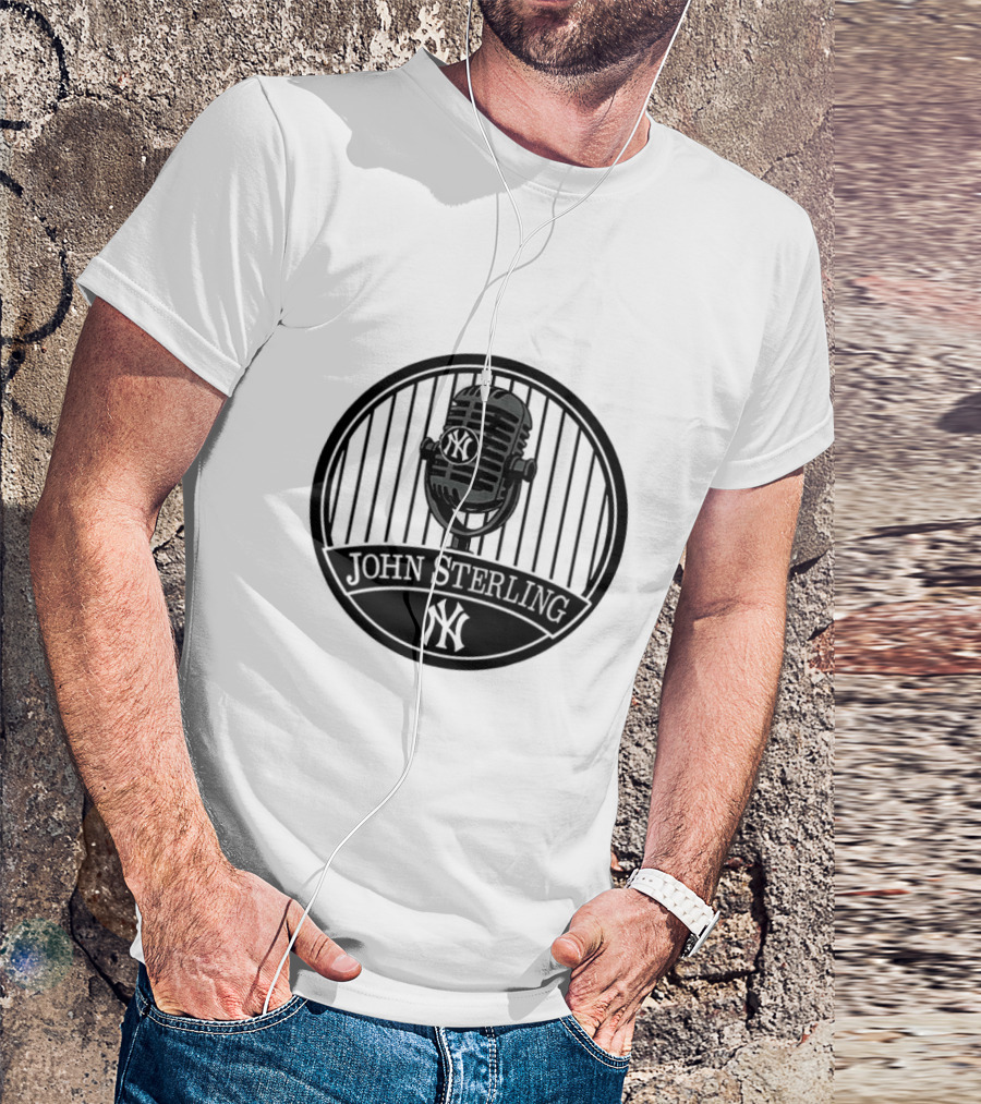 New York Yankees John Sterling Commemorative Patch With Microphone T-Shirt