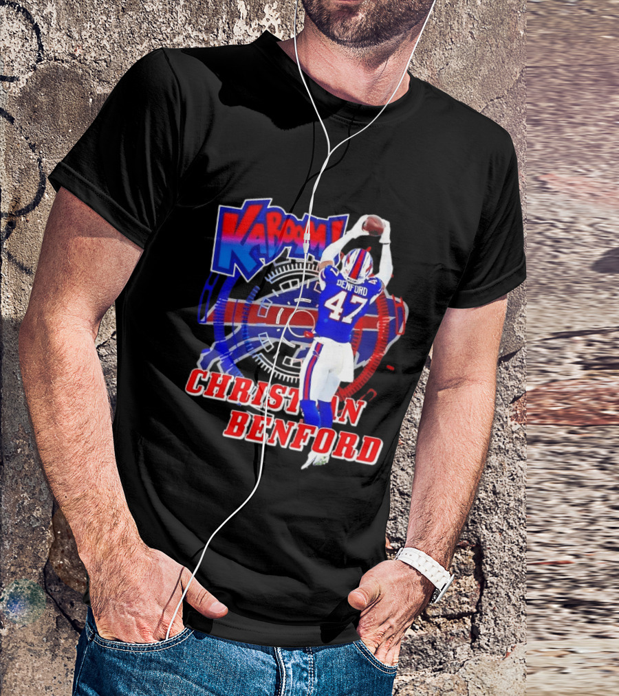 Kaboom Christian Benford 47 Buffalo Bills Football T-Shirt