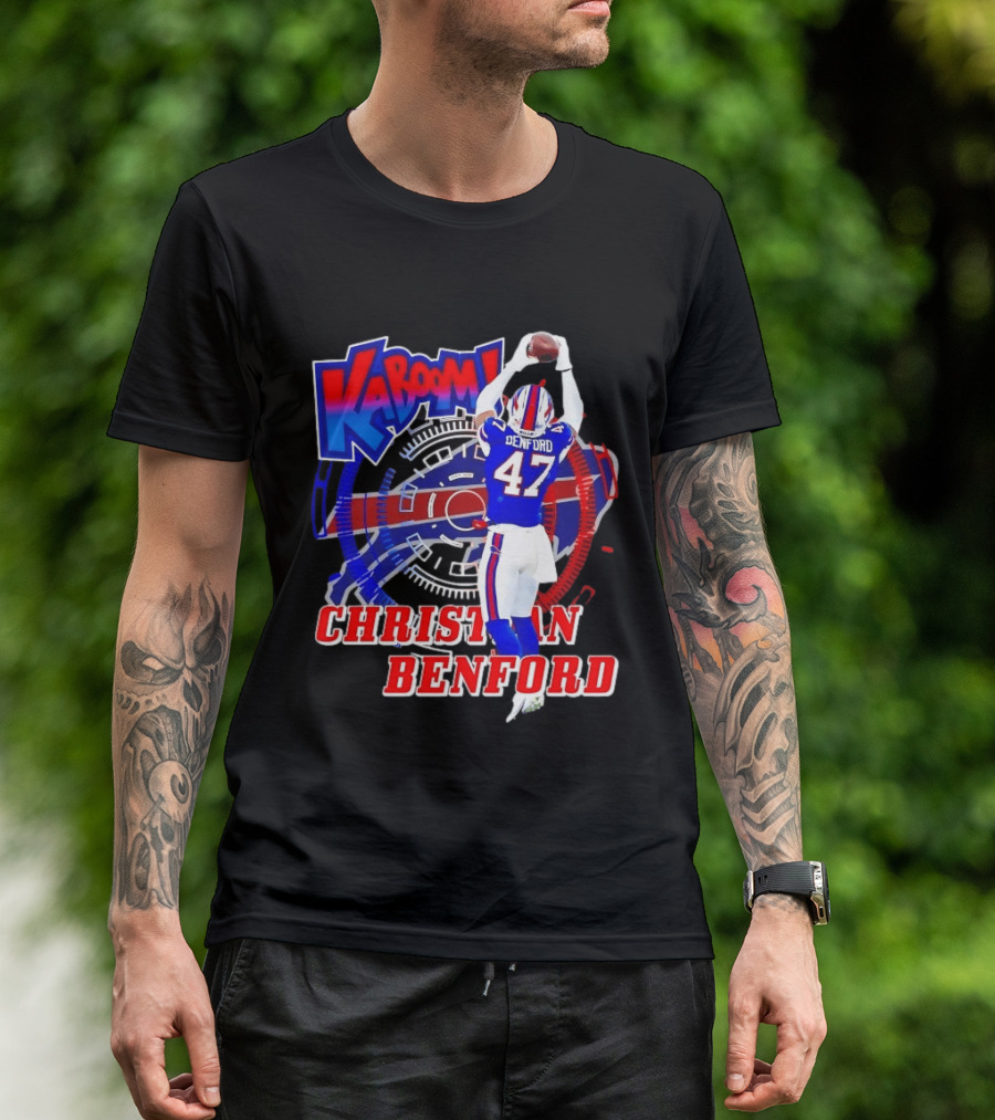 Kaboom Christian Benford 47 Buffalo Bills Football T-Shirt