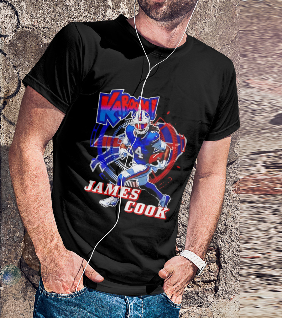 Kaboom James Cook Buffalo Bills Football Action Explosion T-Shirt