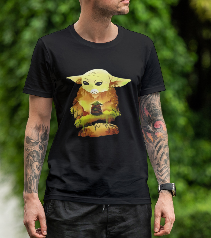 Grogu Meditates In Serene Forest Scene T-Shirt