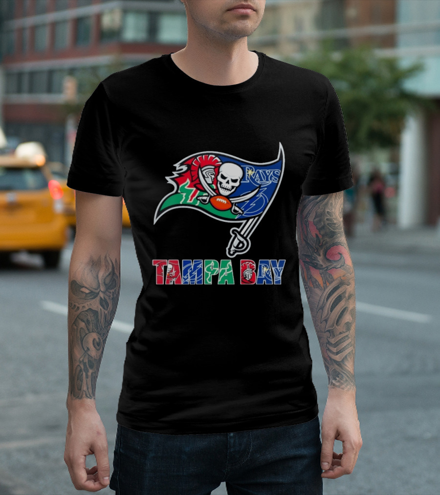 Tampa Bay Buccaneers Rays Lightning Sports Teams Flag T-Shirt