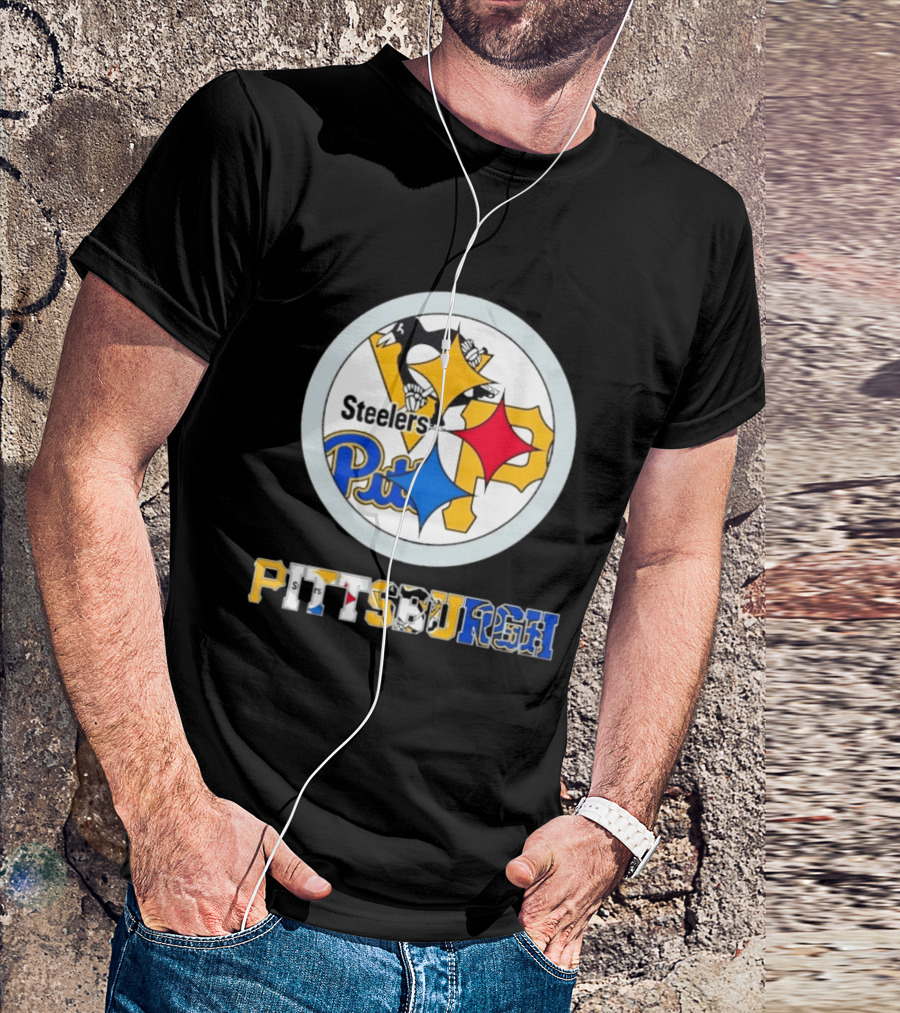 Pittsburgh Steelers Penguins Pirates Teams Logos T-Shirt