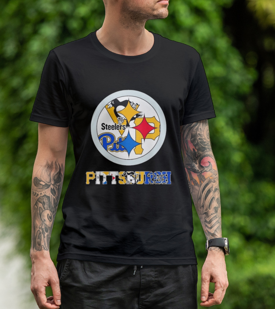 Pittsburgh Steelers Penguins Pirates Teams Logos T-Shirt