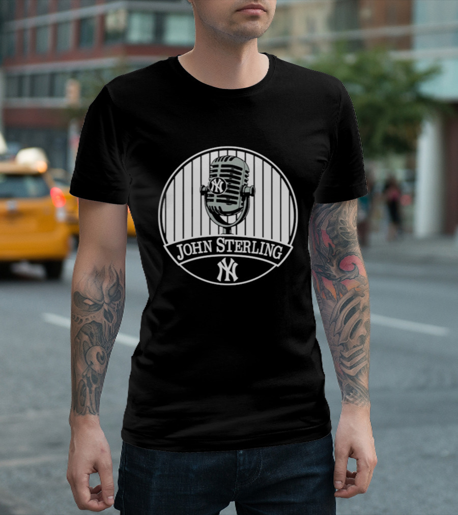 John Sterling Memorial Yankees Microphone Patch T-Shirt